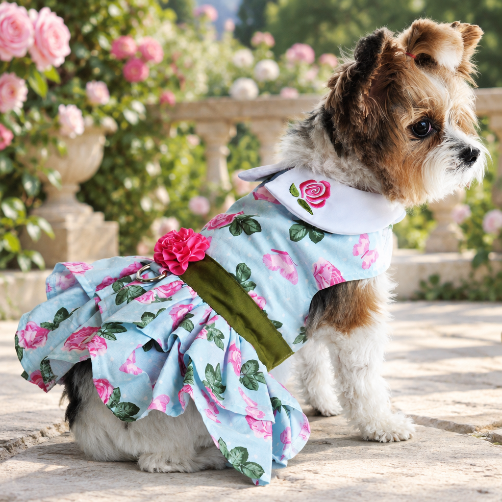 Dress Pink Roses with Matching Lead