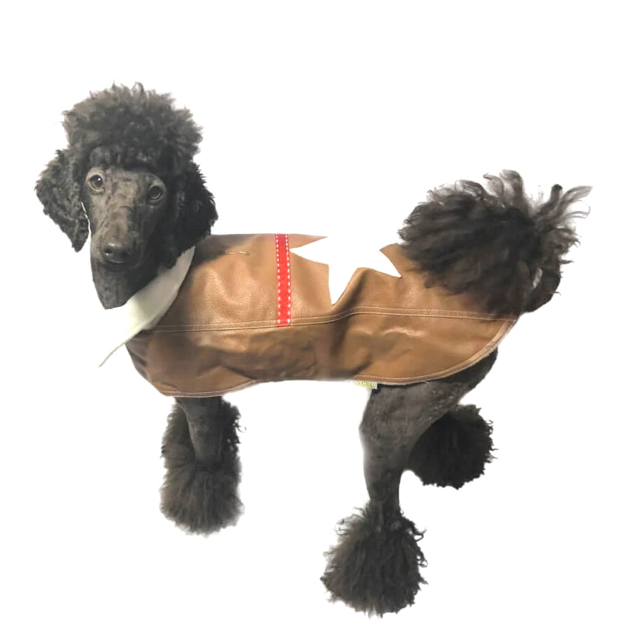 Coat Tan PU Leather White Star