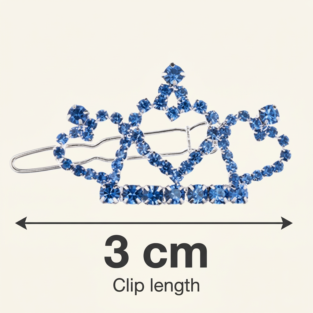 Hair Clip Three Heart Crown Rhinestones