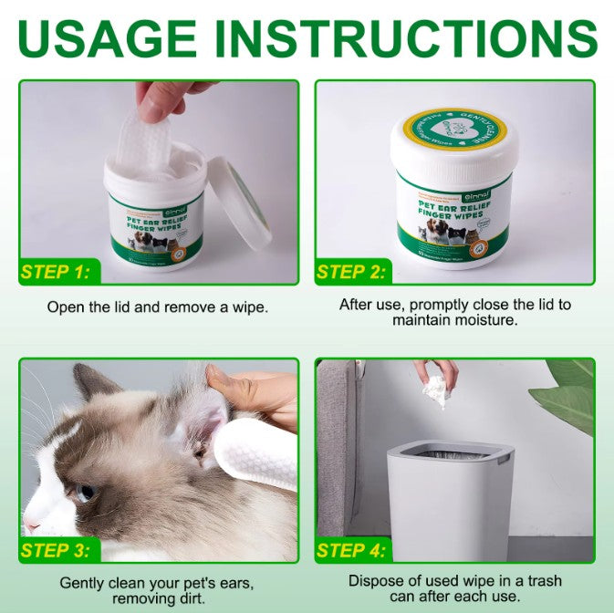 Pet Ear Relief Finger Wipes